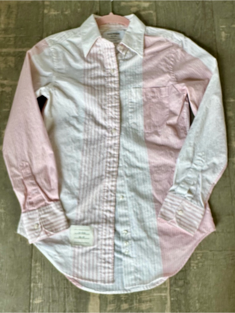 Women’s Thom Browne Classic Cotton Blouse Pink/White Sz 2